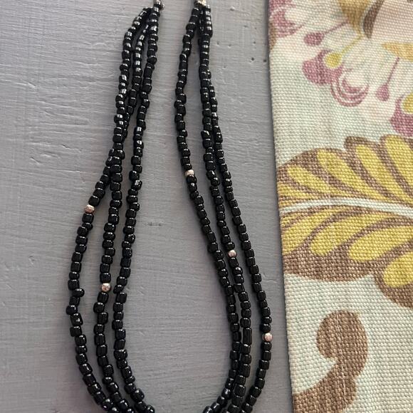 Silpada 925 Sterling Silver Black  Beaded Multi Chain Necklace - Picture 7 of 10